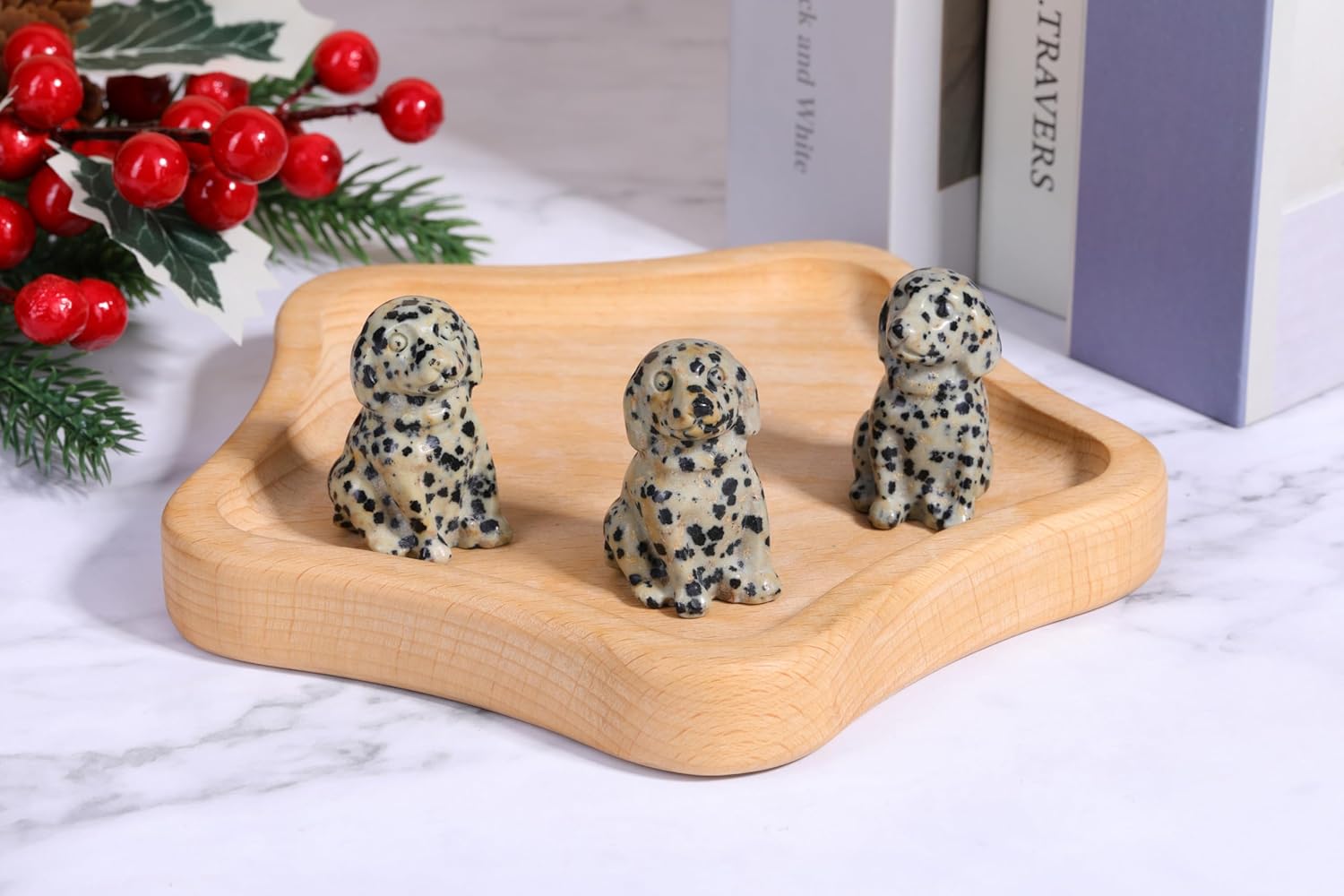 Thumbnail 2 de JSDDE Dalmatian Spot Jasper Crystal Dog Figurine