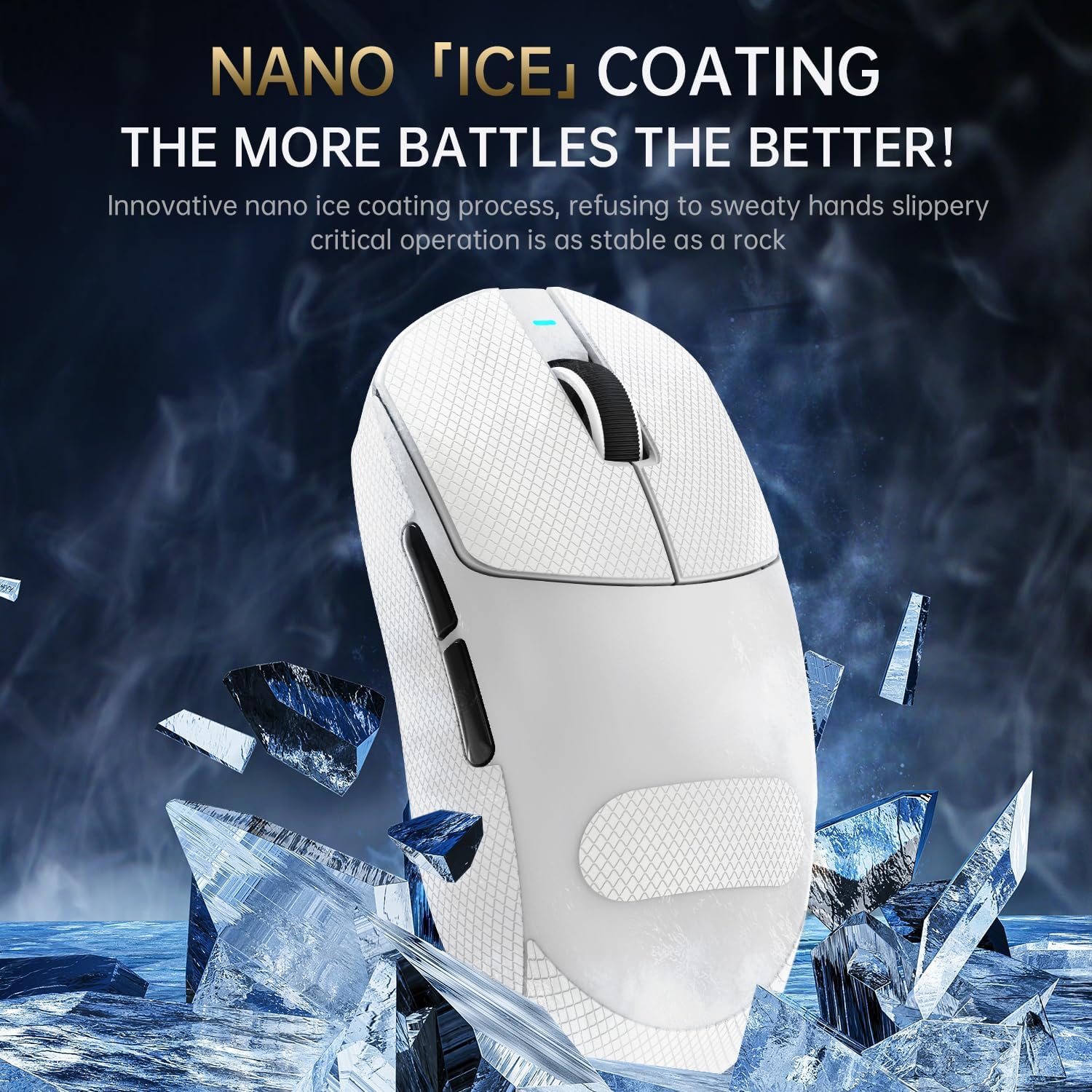 Detalle de Attack Shark X8 Ultra 55g gaming mouse (PixArt PAW3950MAX, 8KHz, tri-mode wireless/BT/wired)