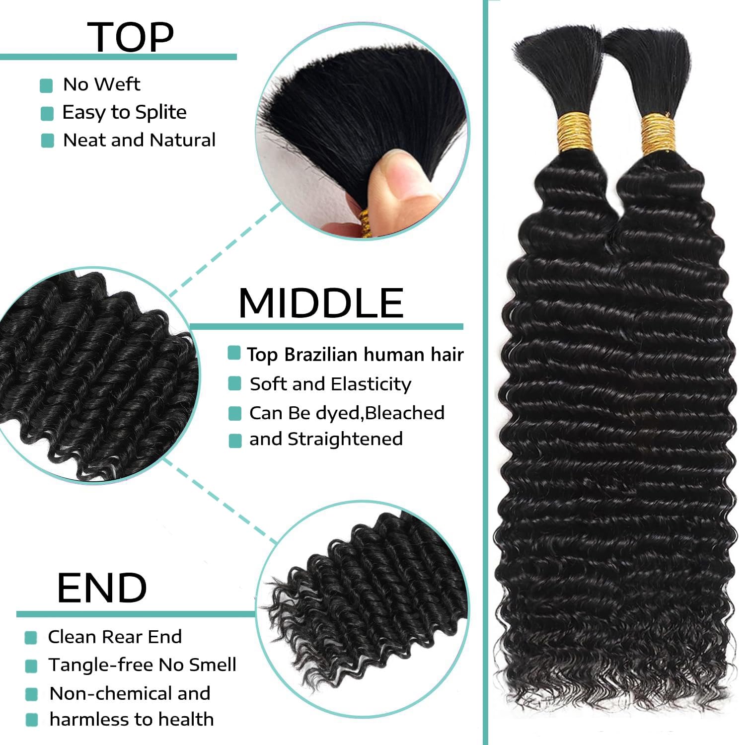 Detalle 2 de Human Braiding Hair 20 Inch 💇♀