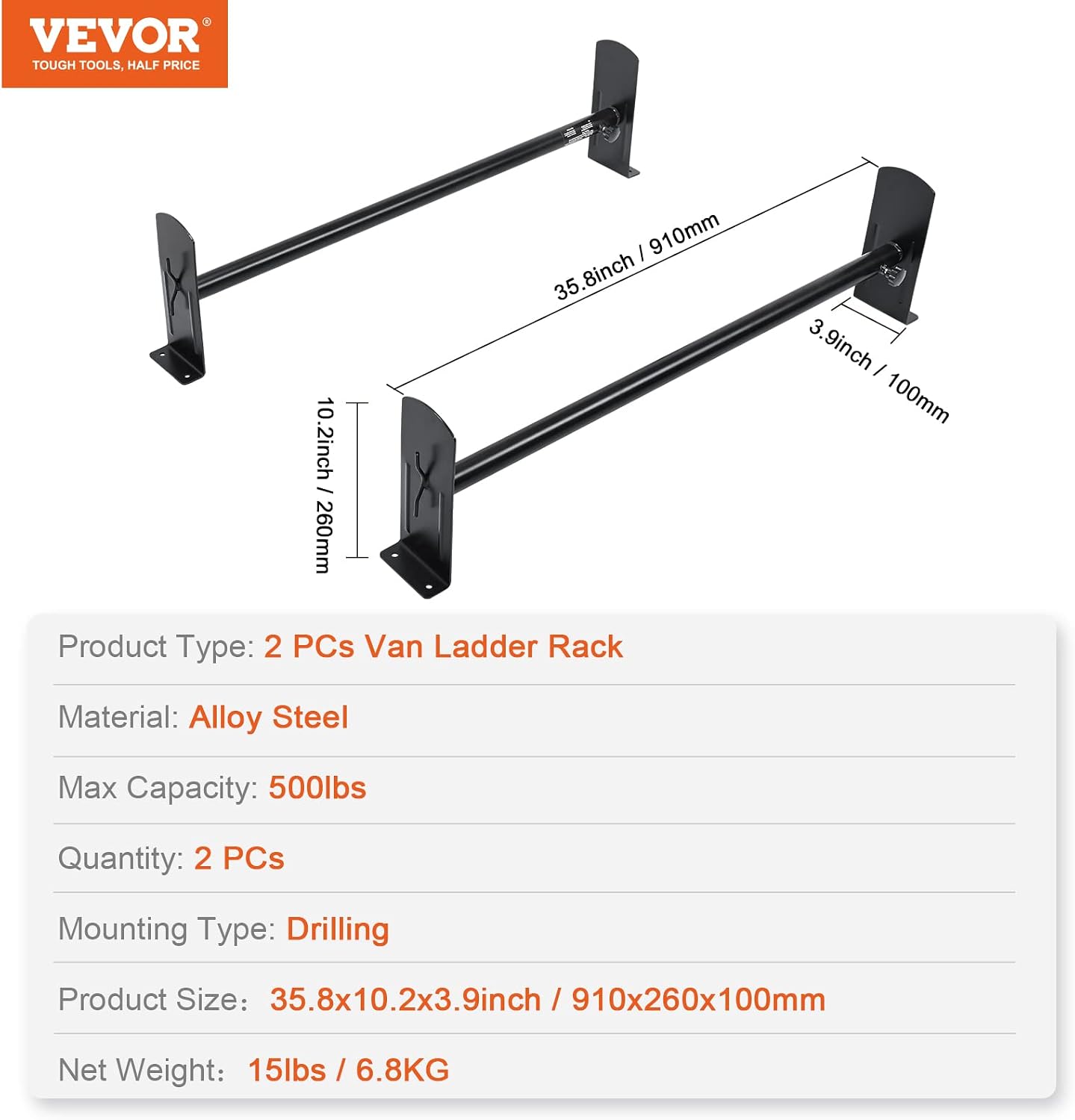 Thumbnail 6 de VEVOR Van Roof Ladder Rack, Alloy Steel