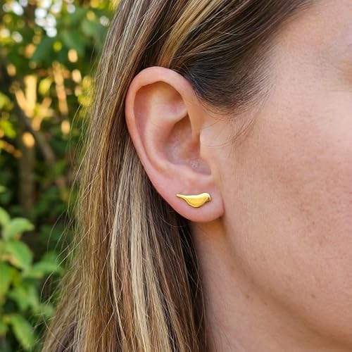 Detalle de Goldene Vogel Ohrstecker Edelstahl Damen | bySantana