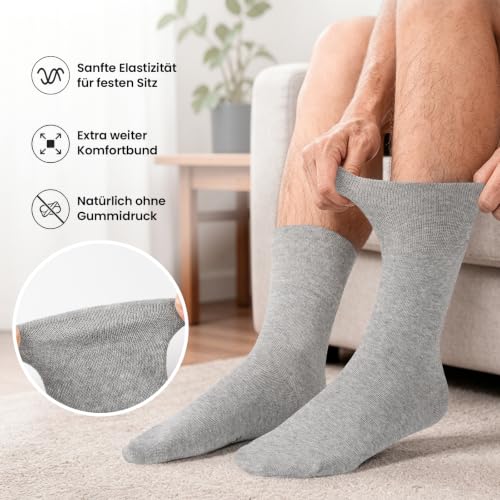Detalle de SukModen Diabetiker-Socken Herren & Damen – 10 Paar, ohne Gummibund, weiche Baumwolle, nahtloser Zehenbereich