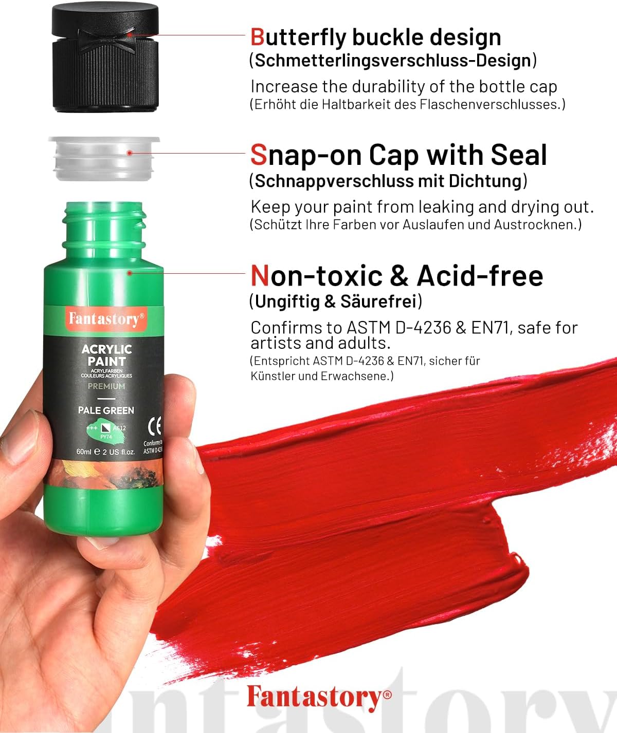 Thumbnail 2 de Acrylfarben Set 18 Farben 60 ml mit Pinseln