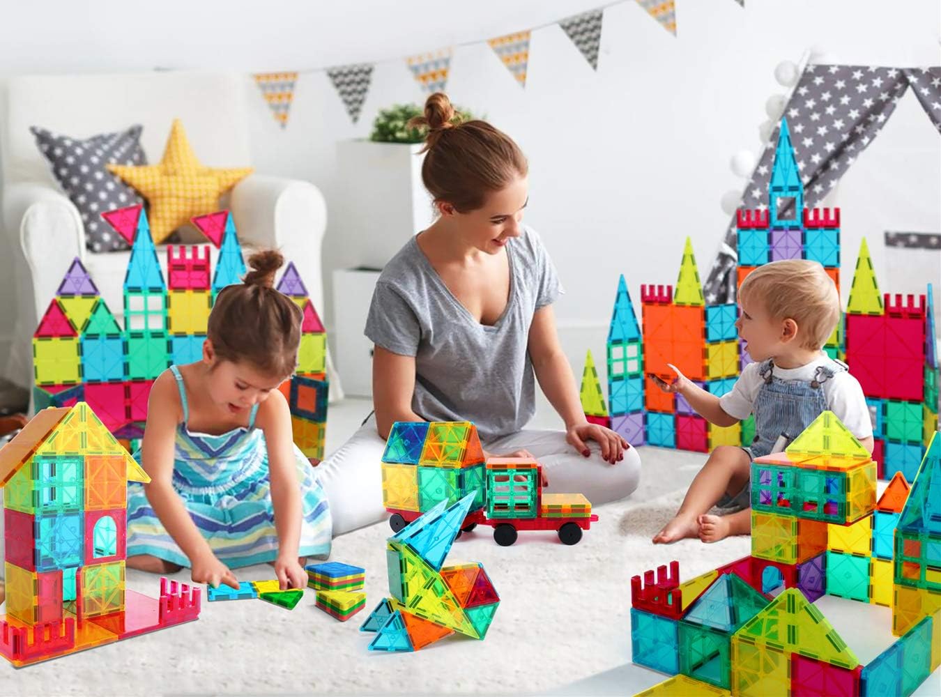 Detalle 2 de Jasonwell Magnetic Building Tiles 100-Piece Set