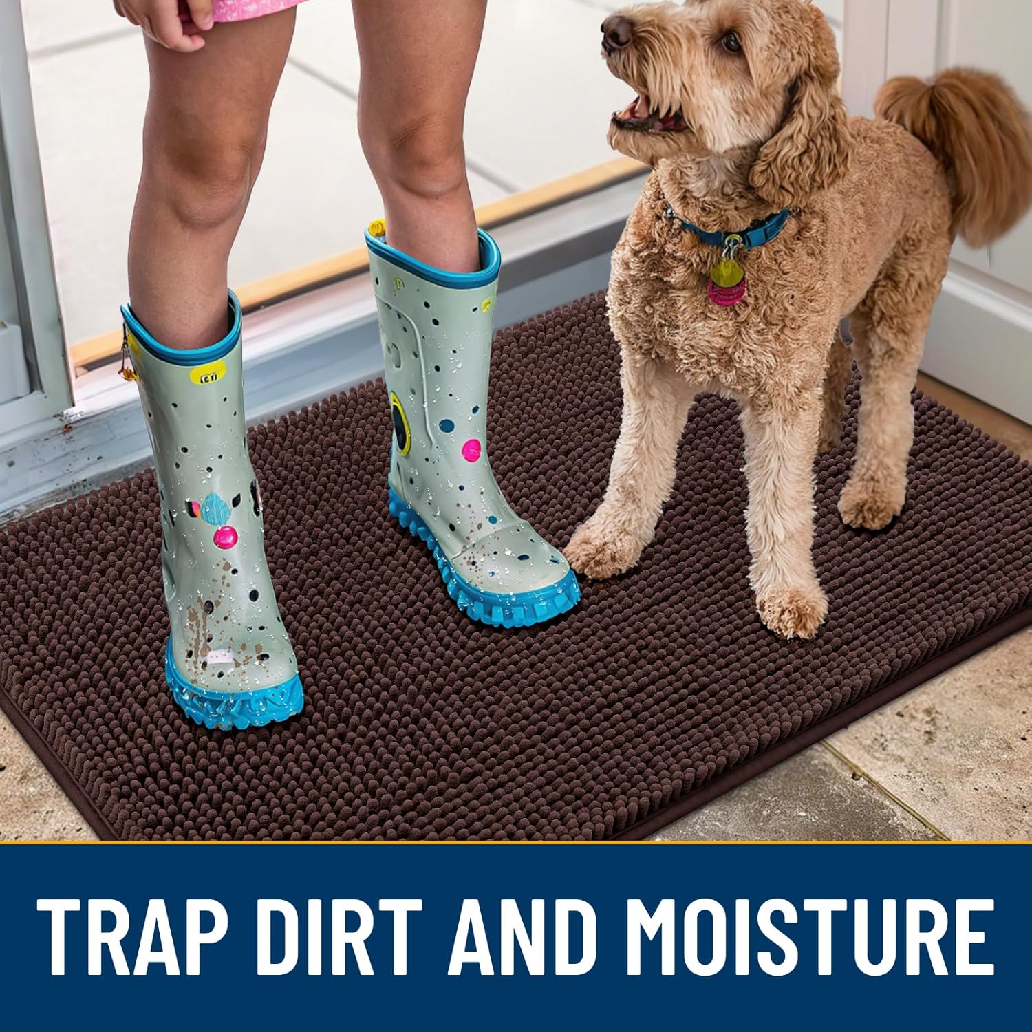 Detalle de Smiry Dog Door Mat 34x21 Absorbent Chenille