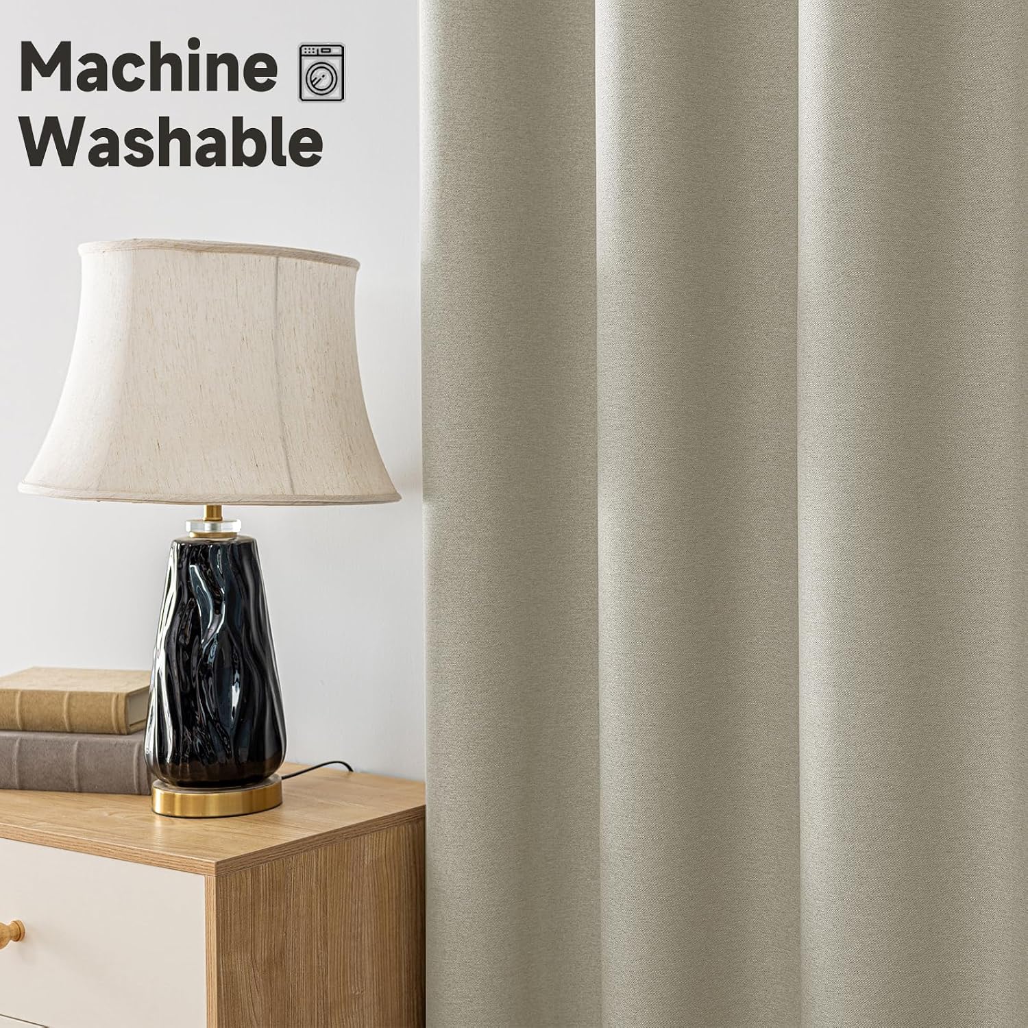 Thumbnail 6 de Ystyle Rideau occultant thermique anti-froid et chaleur (lot de 2) effet lin, 140x300 cm, beige