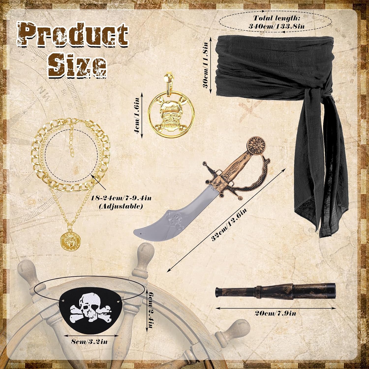 Thumbnail 2 de KMLGY 9 Pcs Pirate Costume Accessories for Women – A Practical Set for Costume Fun