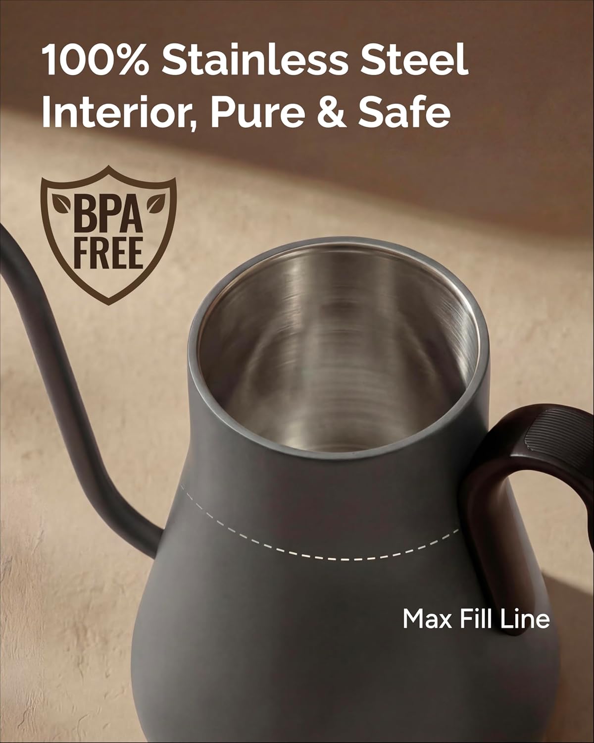 Thumbnail 6 de INTASTING Electric Kettle with Gooseneck Spout, ±1℉ Temperature Control (0.9L, Dark Grey)