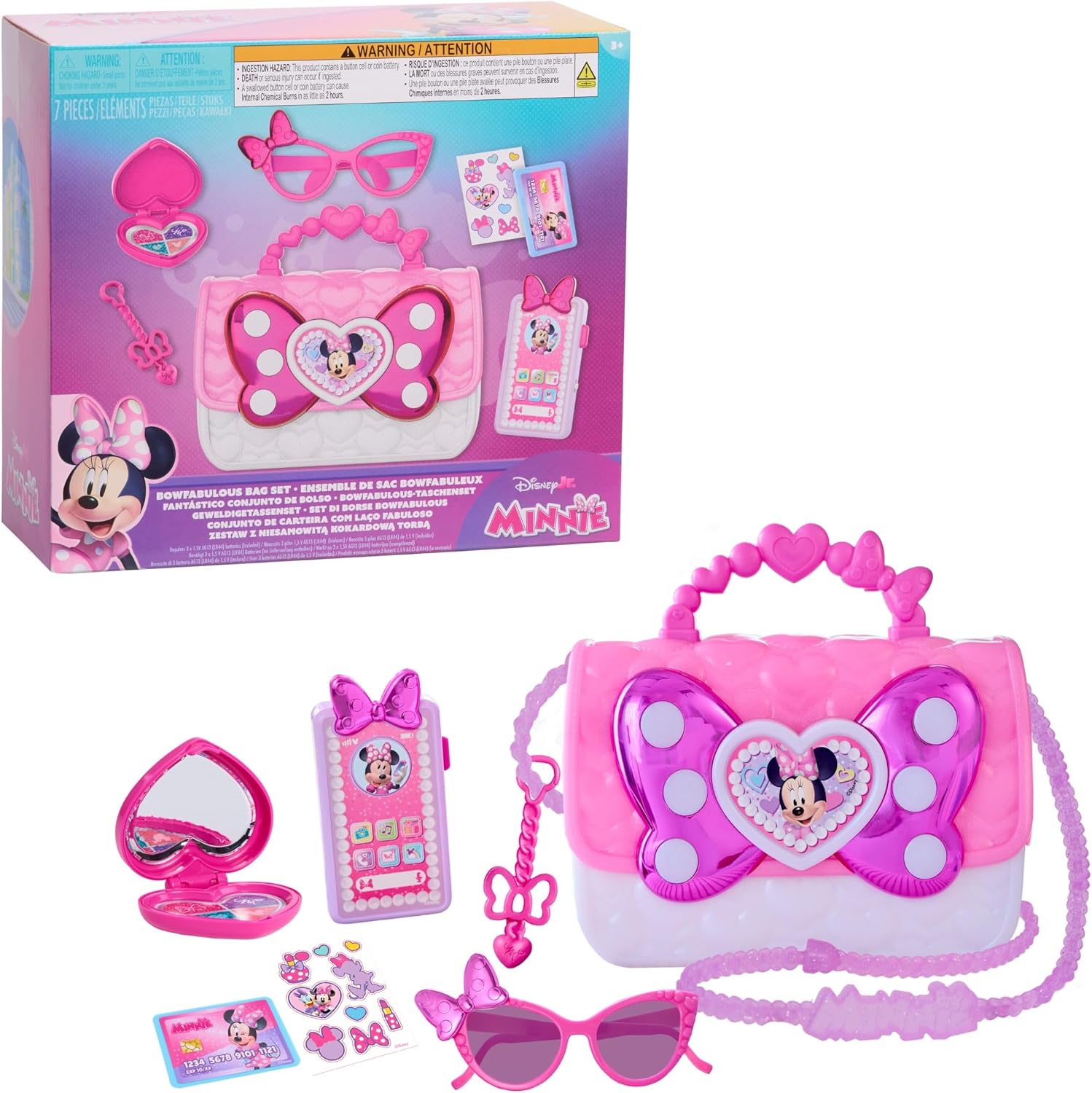 Thumbnail 6 de Just Play Coffret Sac à Main Minnie Mouse – Disney Junior, 7 Accessoires avec Sons et Lumières