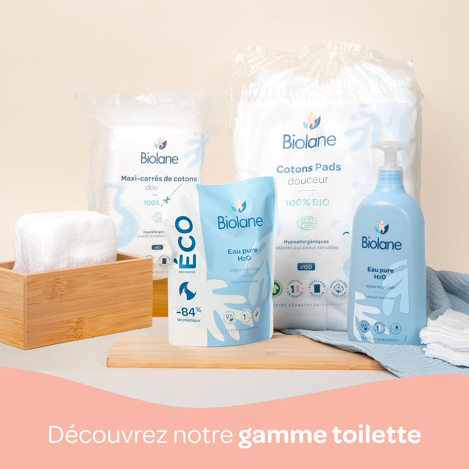 Thumbnail 5 de BIOLANE Soft Cotton Pads for Baby – 150 x 100% Organic Cotton, Made in France