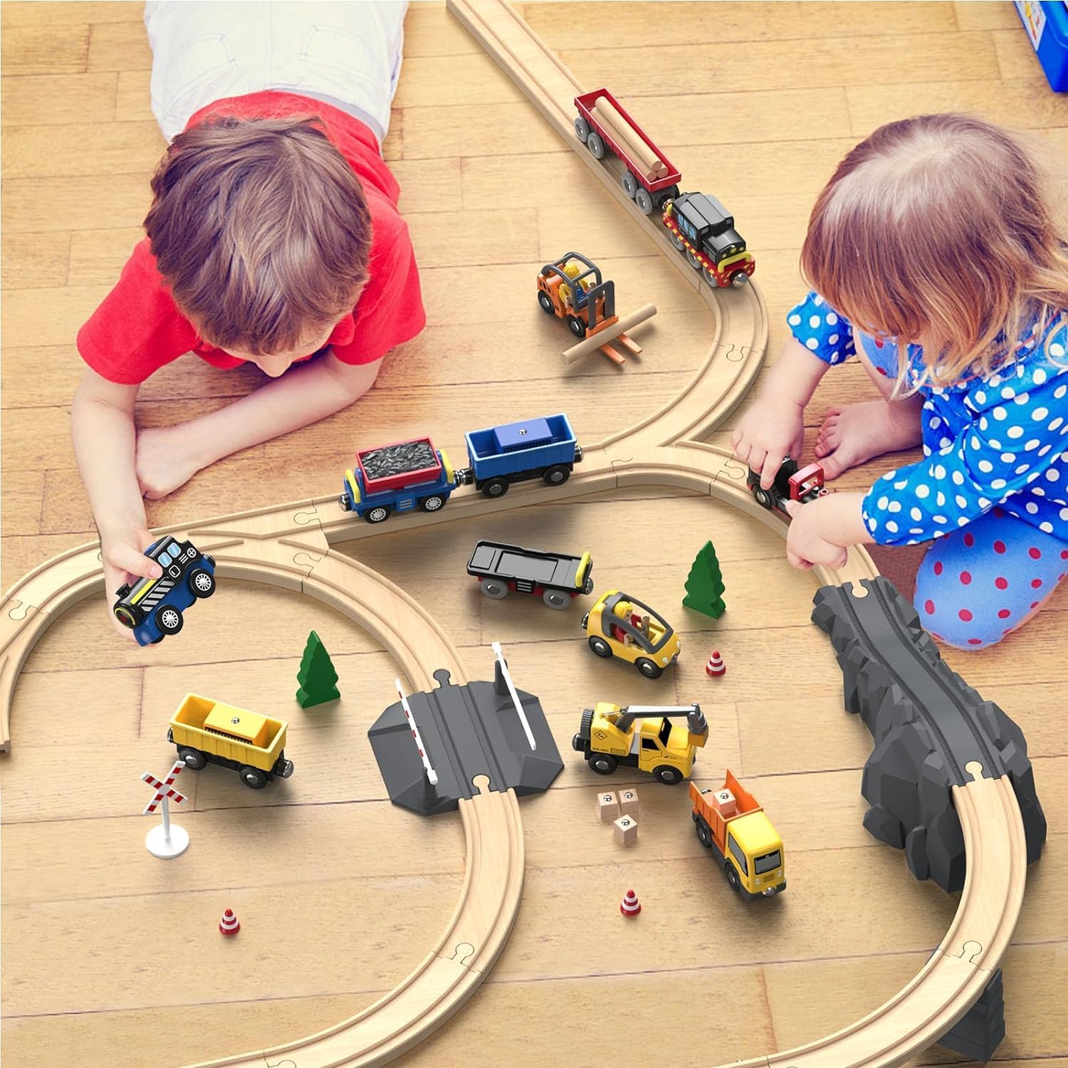 Detalle de Train en bois 12 pièces à traction magnétique