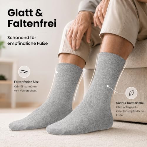 Detalle de SukModen Diabetiker-Socken Herren & Damen – 10 Paar, ohne Gummibund, weiche Baumwolle, nahtloser Zehenbereich