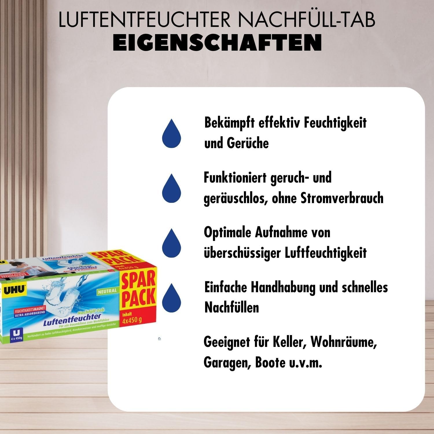 Thumbnail 2 de UHU Luftentfeuchter Nachfüll-Tabs 4x450 g