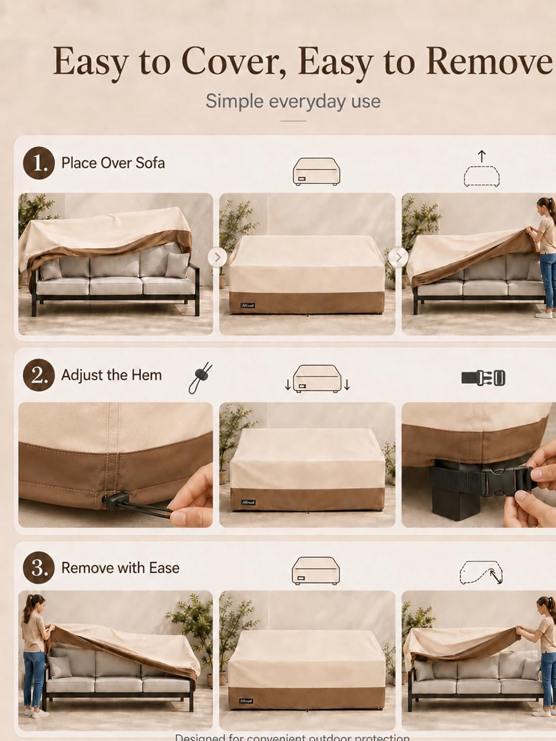 Detalle 1 de ANartcle 60"W x 34"D x 30"H Patio Loveseat Cover, Waterproof Polyester