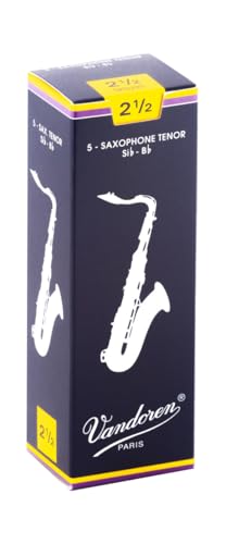 Detalle de Vandoren SR2225 n.2.5 – Caja de 5 cañas tradicional para saxofón tenor