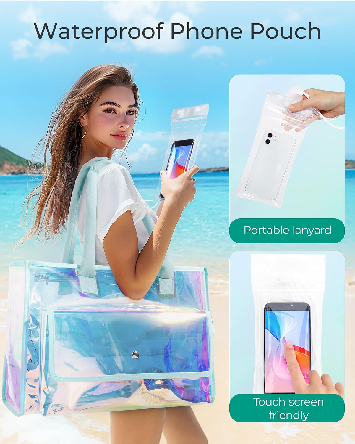 Thumbnail 5 de bagsmart Waterproof Beach Bag for Women with Phone Pouch – Large Tote for Pool, Travel & Vacation
