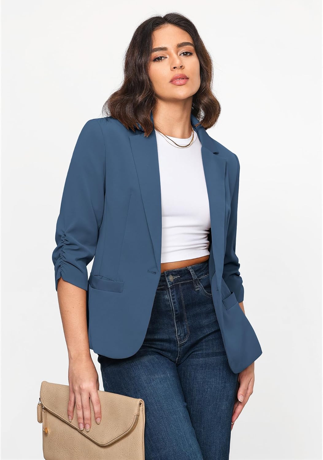Thumbnail 3 de LookbookStore Women’s 3/4 Sleeve Blazer: Dressy Suit Jacket for Work and Play