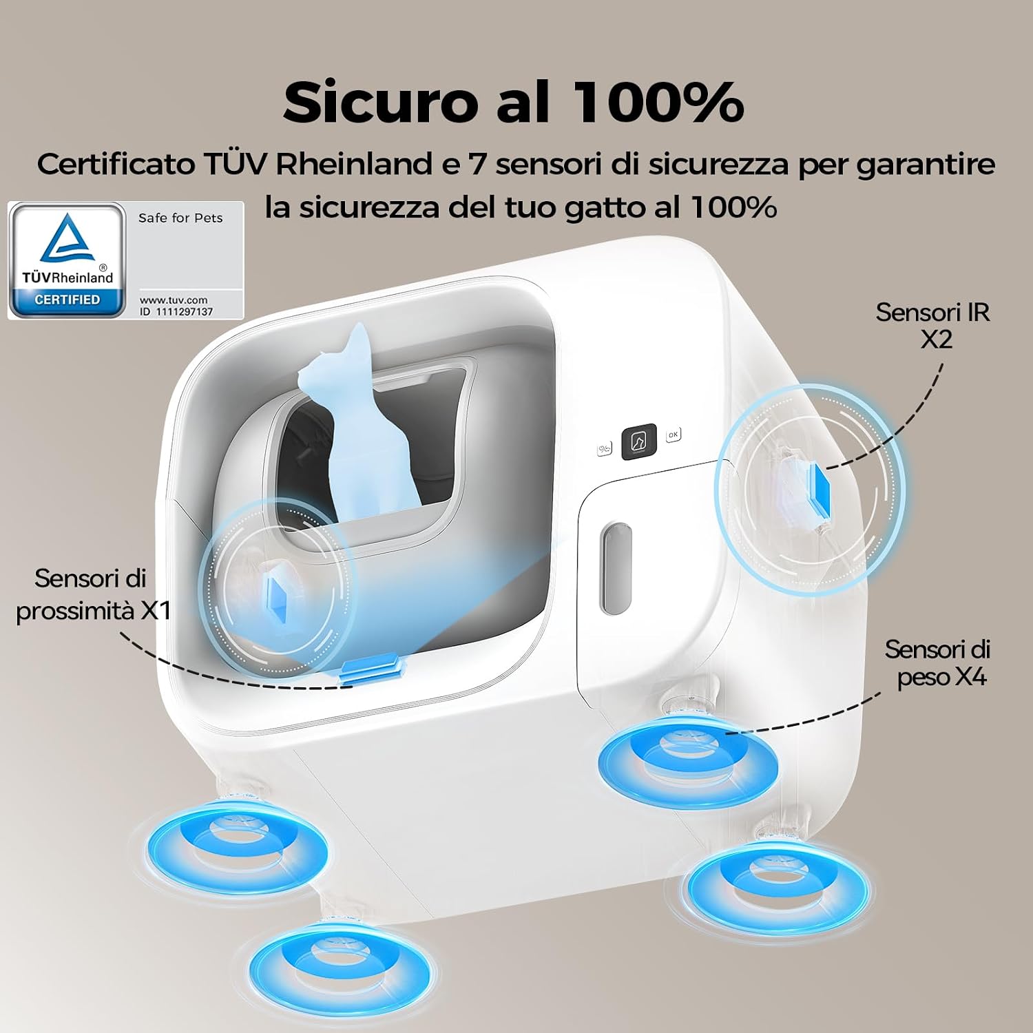 Detalle 1 de Amicura Cura3 Lettiera Gatto Autopulente 60L