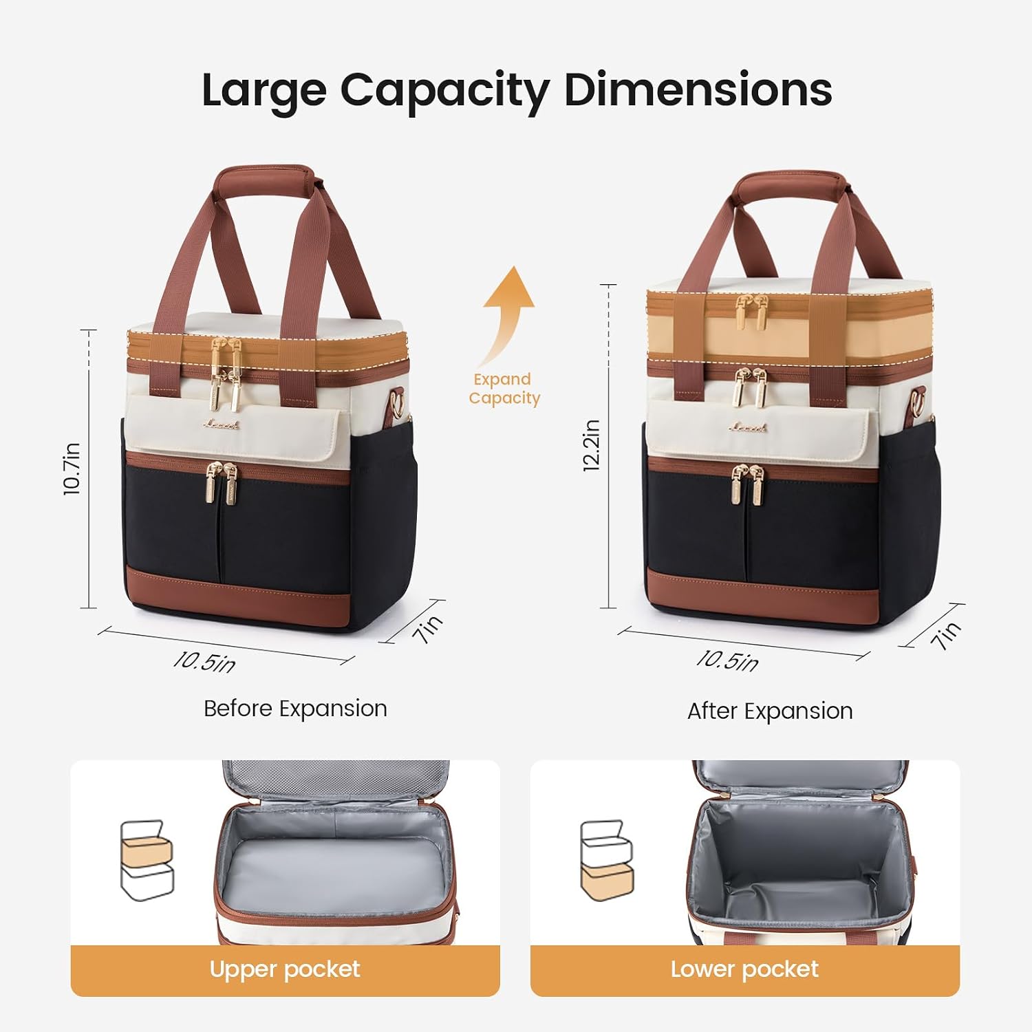 Thumbnail 4 de LOVEVOOK Insulated Lunch Bag: Expandable Double Deck for Adults with Large Cup Holder