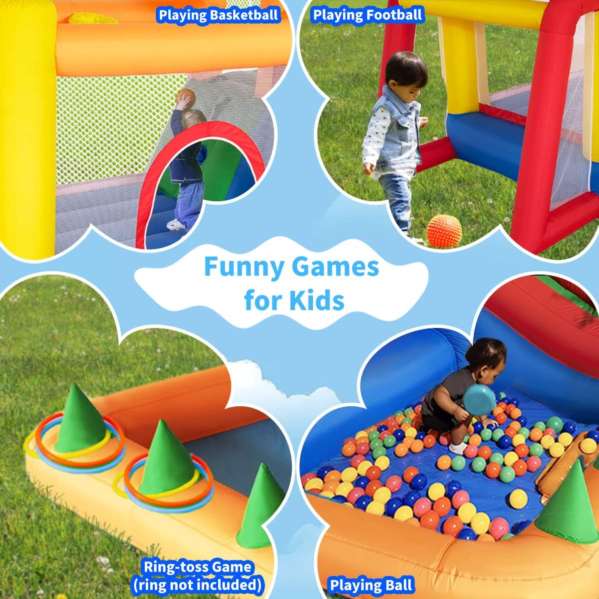 Thumbnail 3 de Ballsea Hüpfburg mit Gebläse – Indoor-Hüpfburg für Kinder (343 x 280 x 203 cm)