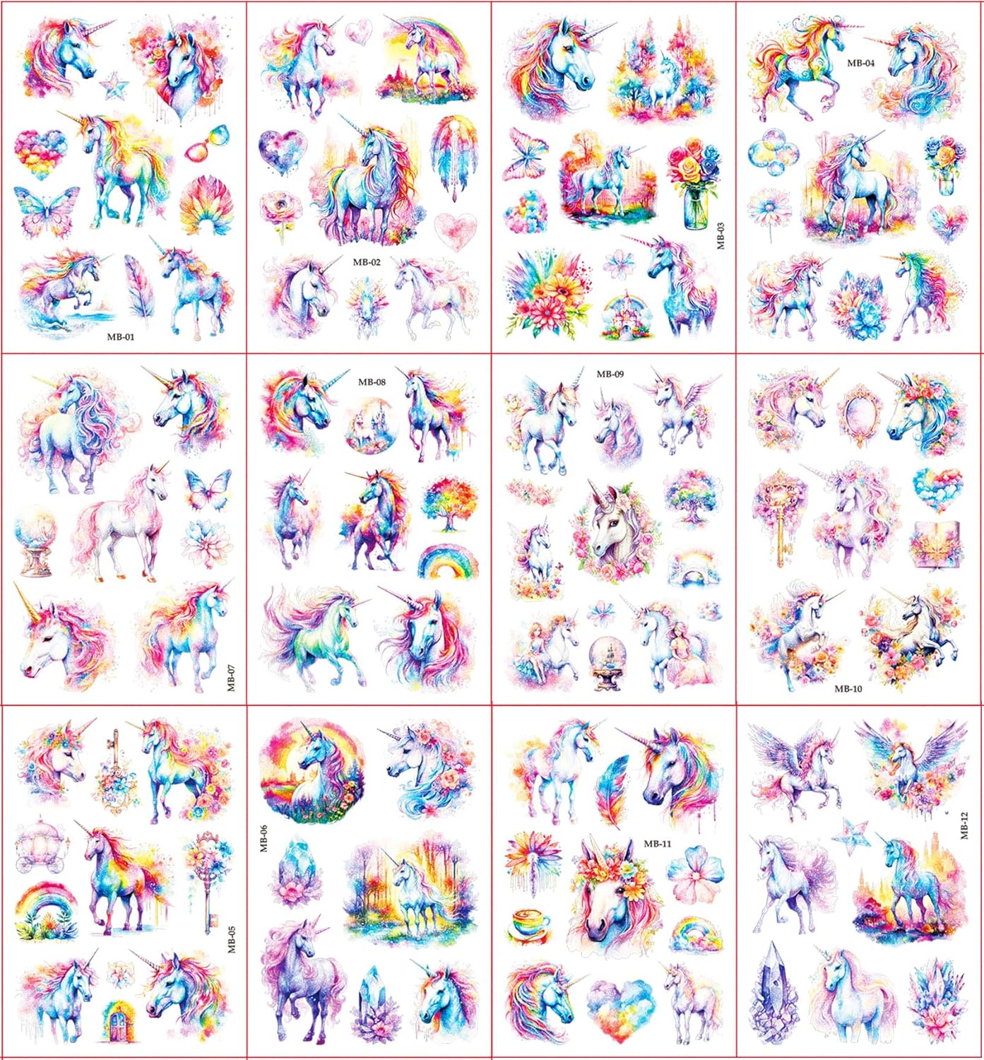 Thumbnail 1 de JOJOLUXE Einhorn Glitzer Tattoo Set Kinder