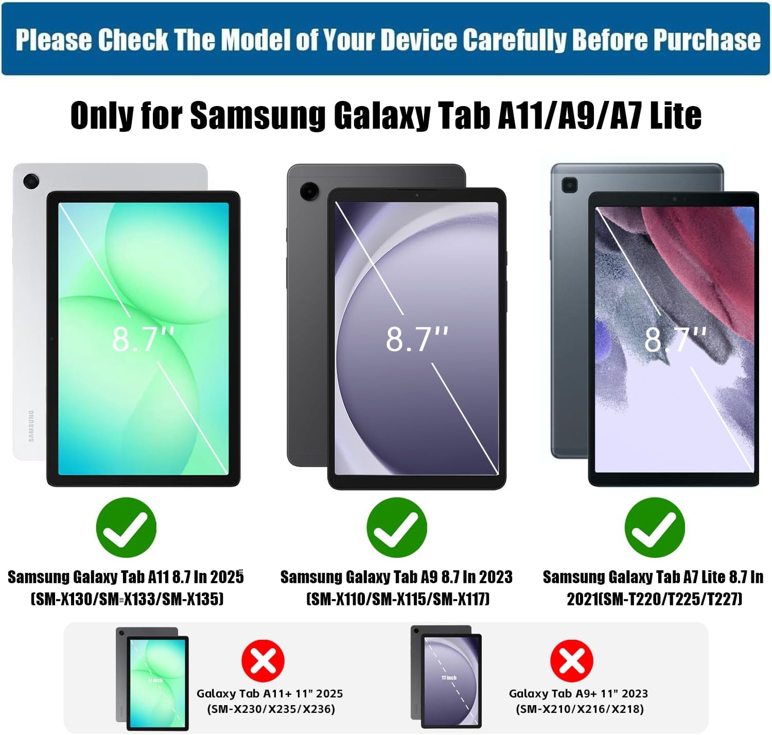 Detalle de SINSO Rose Case for Samsung Galaxy Tab A11/A9/A7 Lite 8.7" (2025/2023/2021) with Built-in Screen Protector