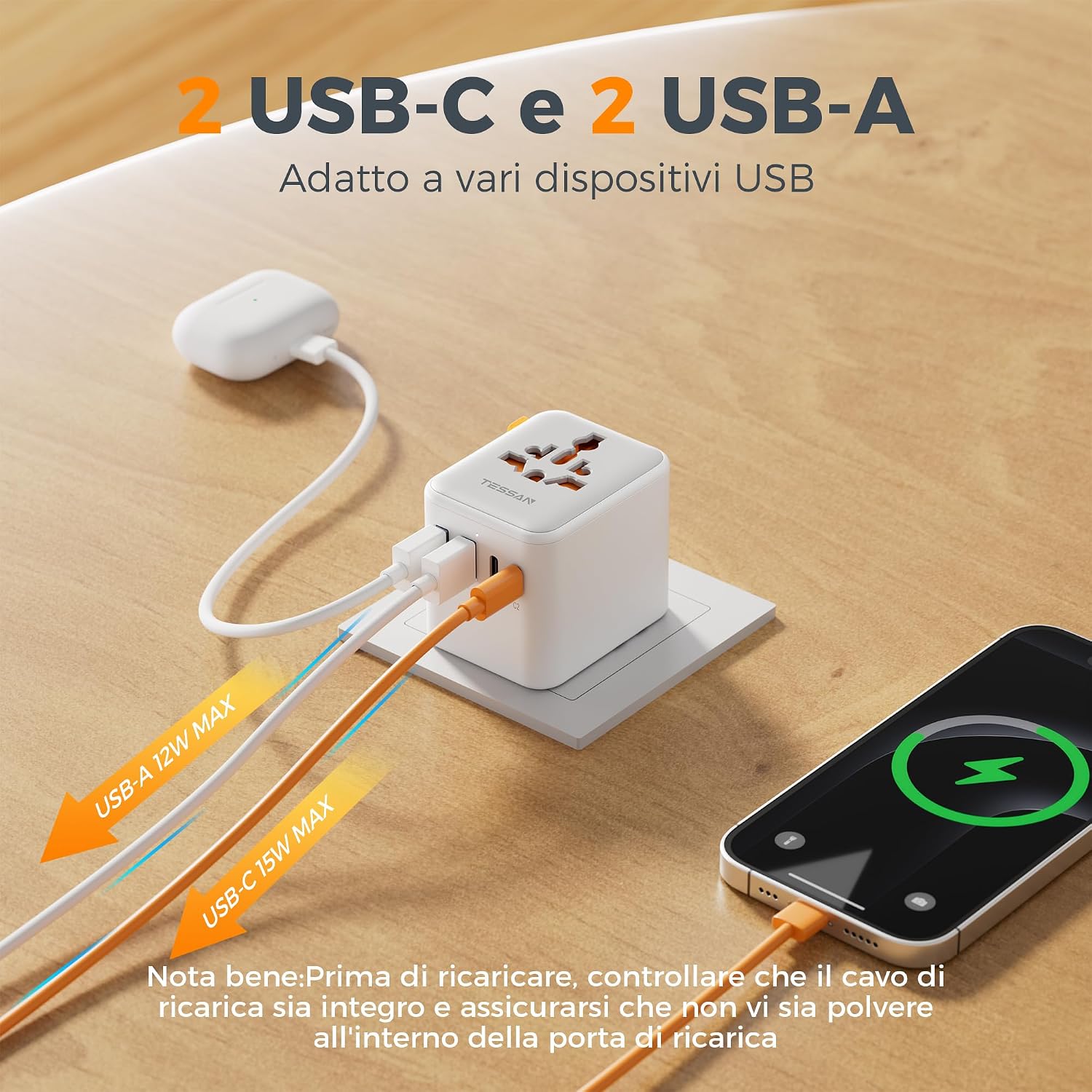 Thumbnail 4 de TESSAN Adattatore universale da viaggio con 3 USB-A e 1 USB-C 🔌