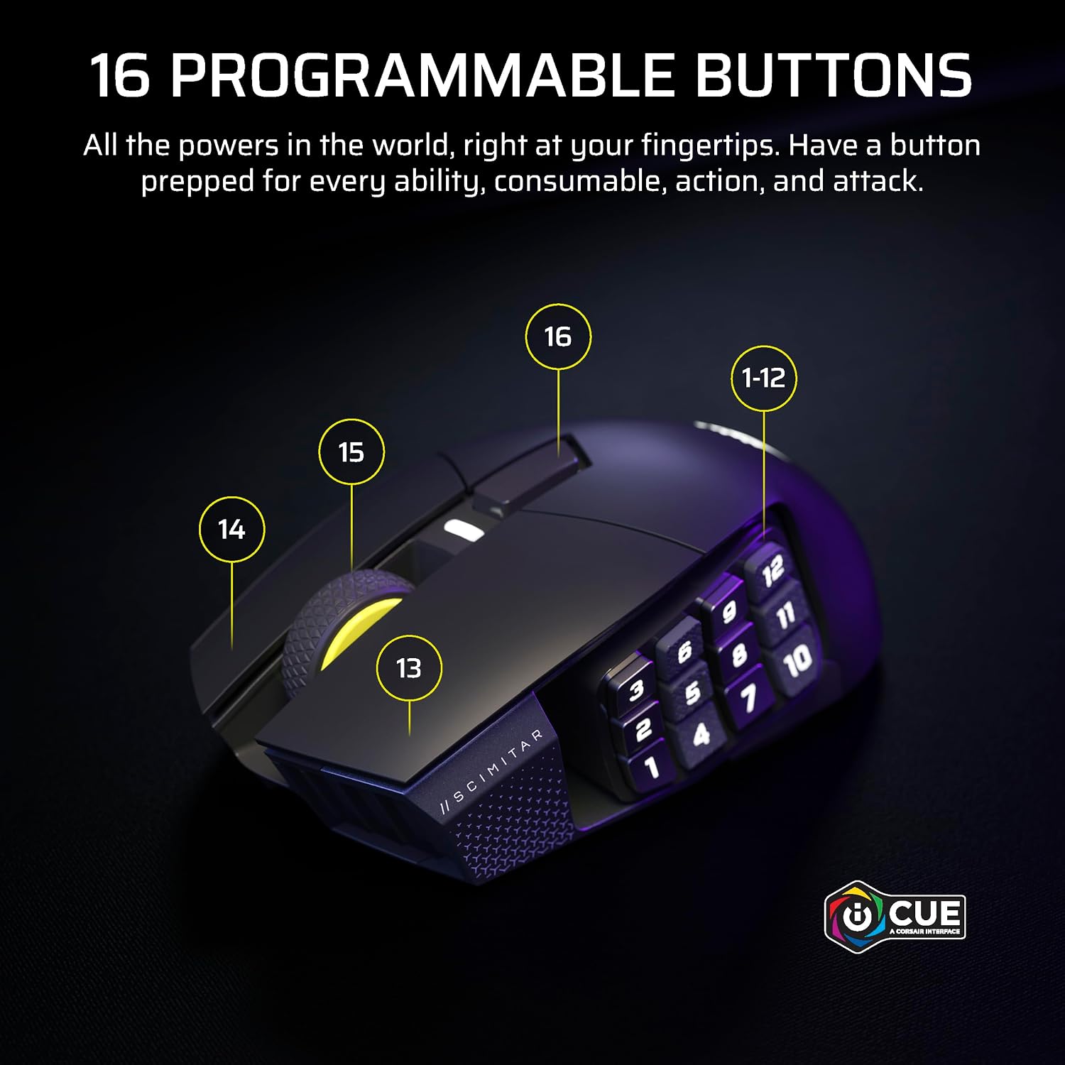Detalle de Corsair Scimitar Elite Wireless SE 33,000 DPI gaming mouse