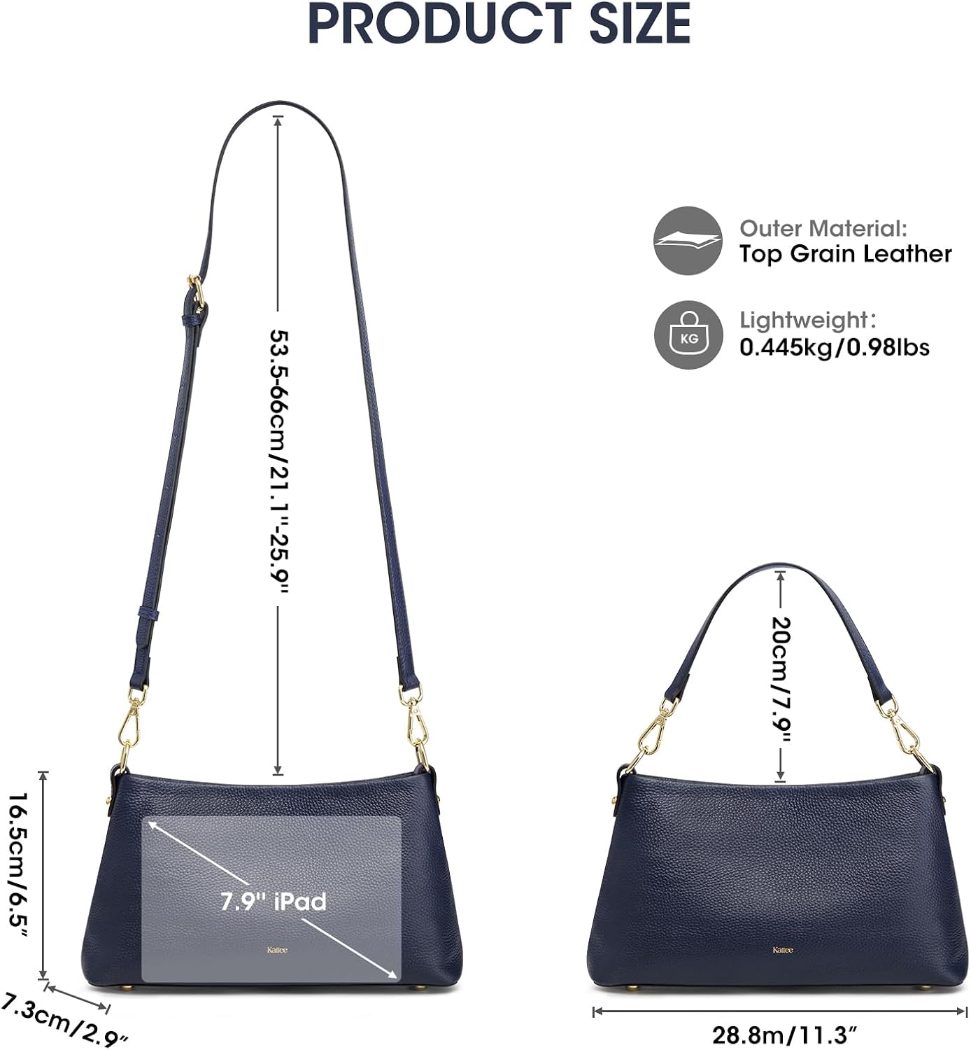 Thumbnail 3 de Kattee Bolso de cuero femenino 34 cm