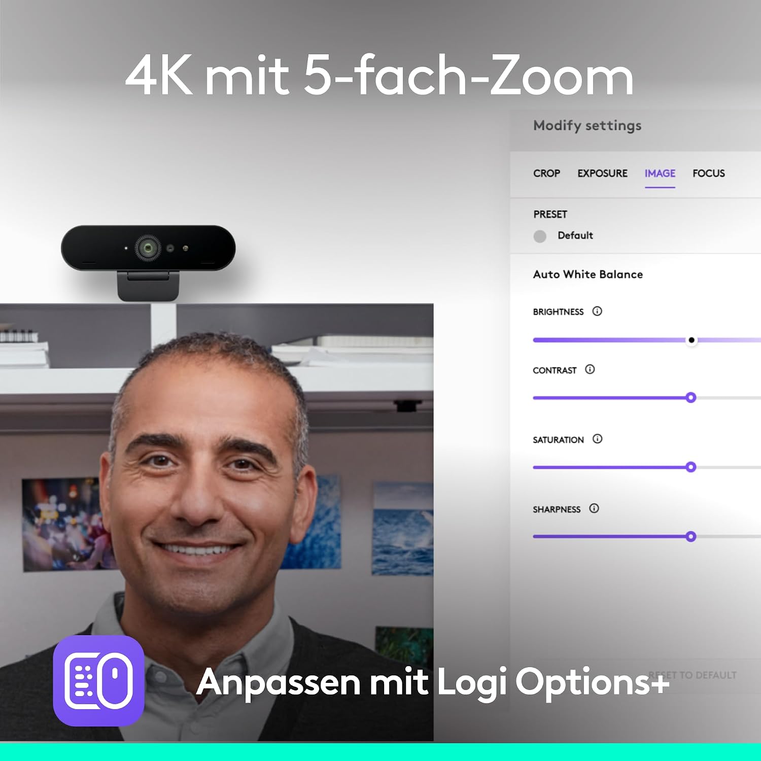 Thumbnail 1 de Logitech Brio 4K Webcam – Ultra-HD-Video, Two-Mikrofon-System und Windows Hello