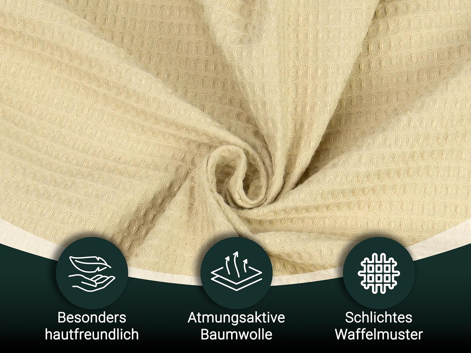 Detalle de ZOLLNER Kuscheldecke 150x200 cm – 100% Baumwolle, Waffelmuster, OEKO-TEX, Hotelwäschequalität