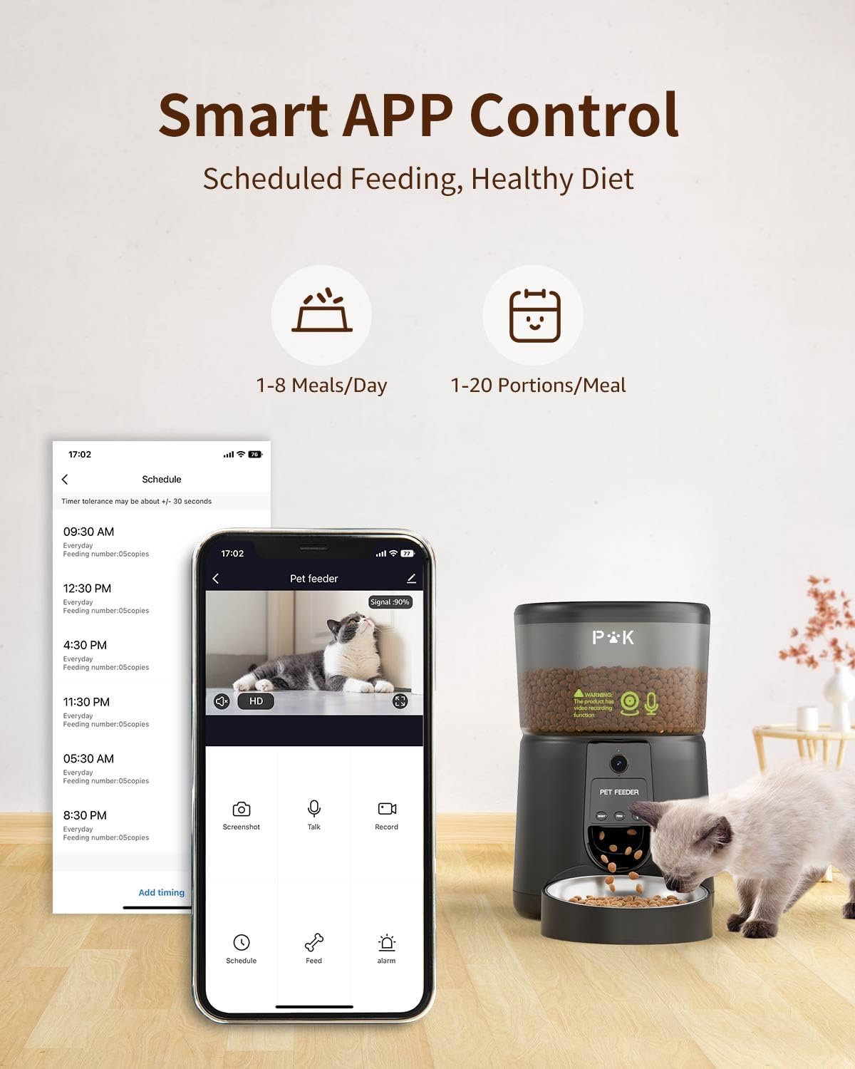 Thumbnail 3 de PUPPY KITTY Distributore Automatico Cibo Gatti con Telecamera 1080P – Controllo da App e Video 2.4G WiFi