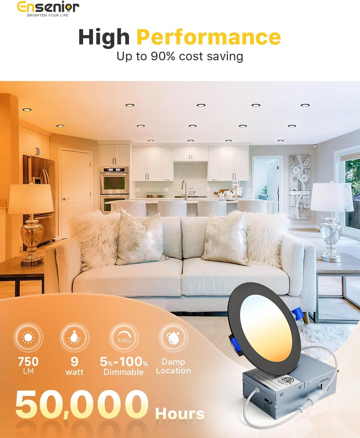 Detalle de Ensenior 4-Inch LED Recessed Ceiling Light