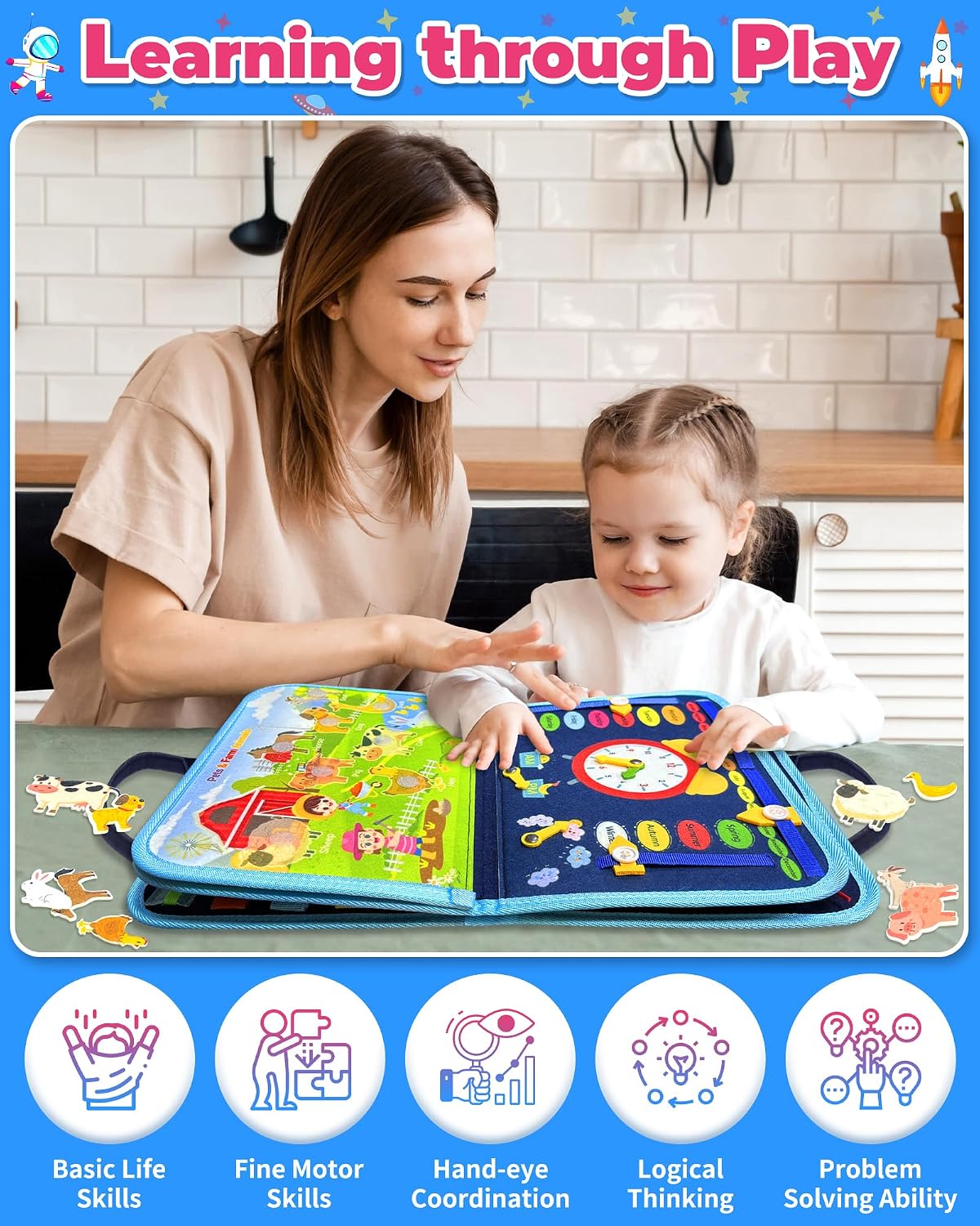 Thumbnail 4 de Gojmzo Busy Board 8‑Page Montessori