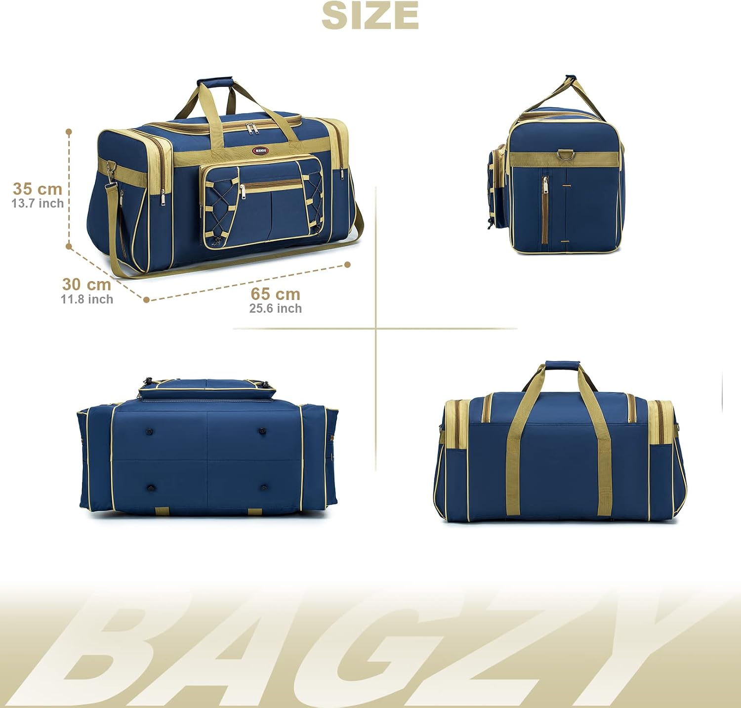 Detalle 2 de BAGZY B363 70L Foldable Travel Duffle Bag in Green and Yellow