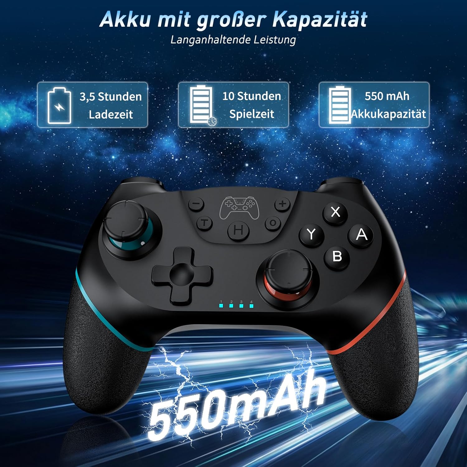 Detalle 2 de Reddening Switch 2 Controller im 2er-Set – Pro Controller mit Turbo, Gyro und Wake‑Up für Switch-Familie und PC