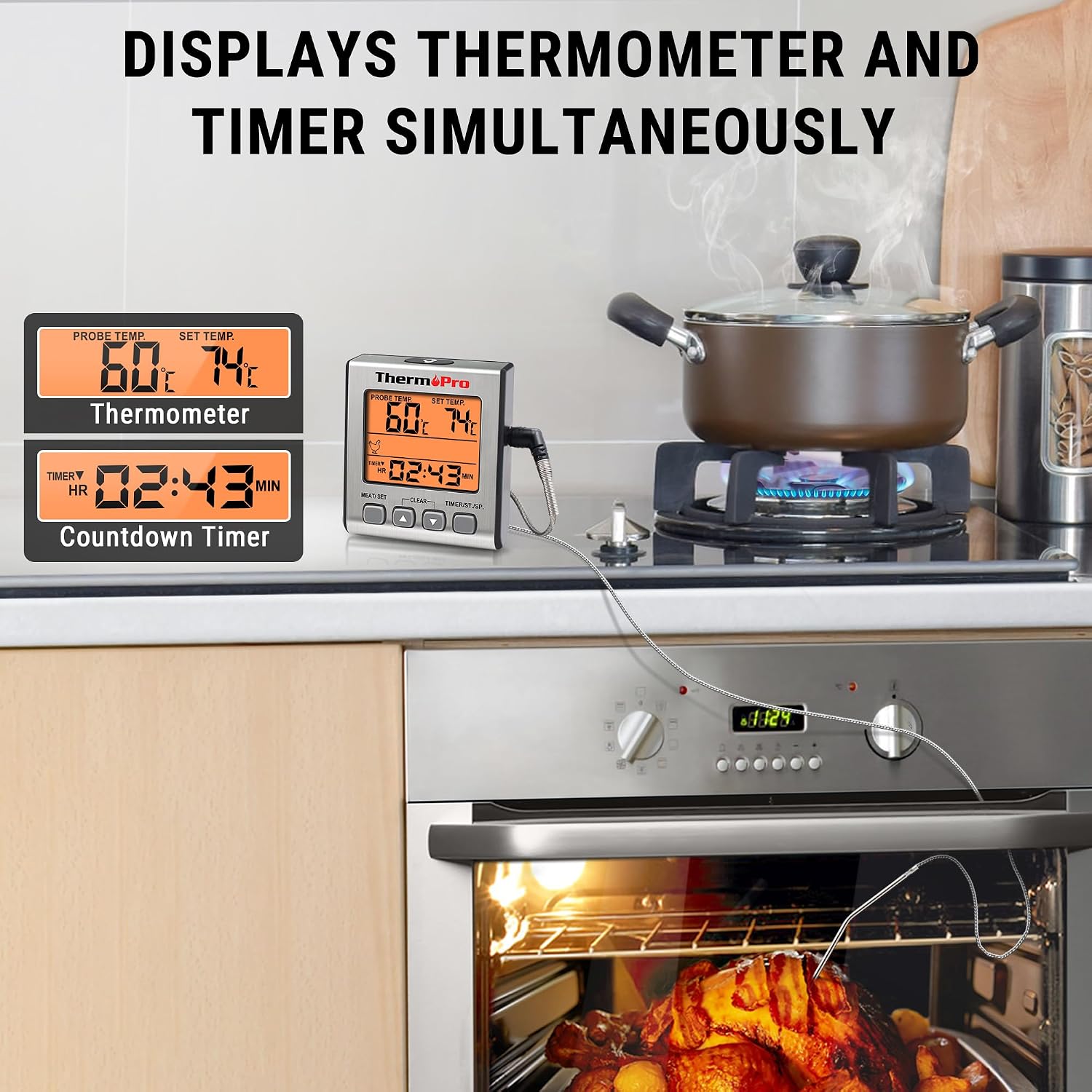 Detalle 1 de ThermoPro TP16S termometro digitale carne, 300 °C