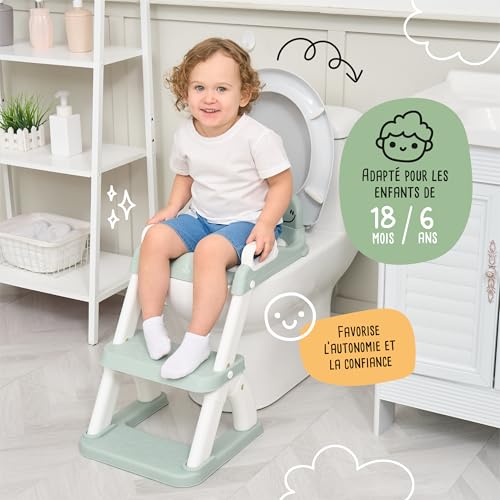 Detalle de Réducteur de toilette enfant avec marche et dossier – SUPERBE BEBE, pliable et antidérapant