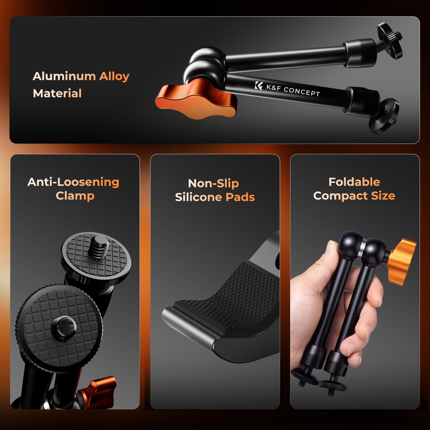 Detalle 2 de K&F CONCEPT 9.8" Magic Arm Kit for Camera Mount