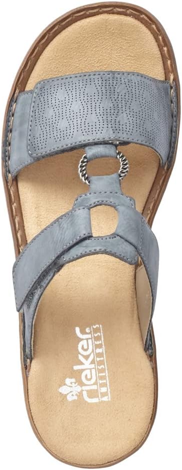 Detalle de Rieker Damen Pantoletten 60885 – Frauen Slipper mit weicher Decksohle