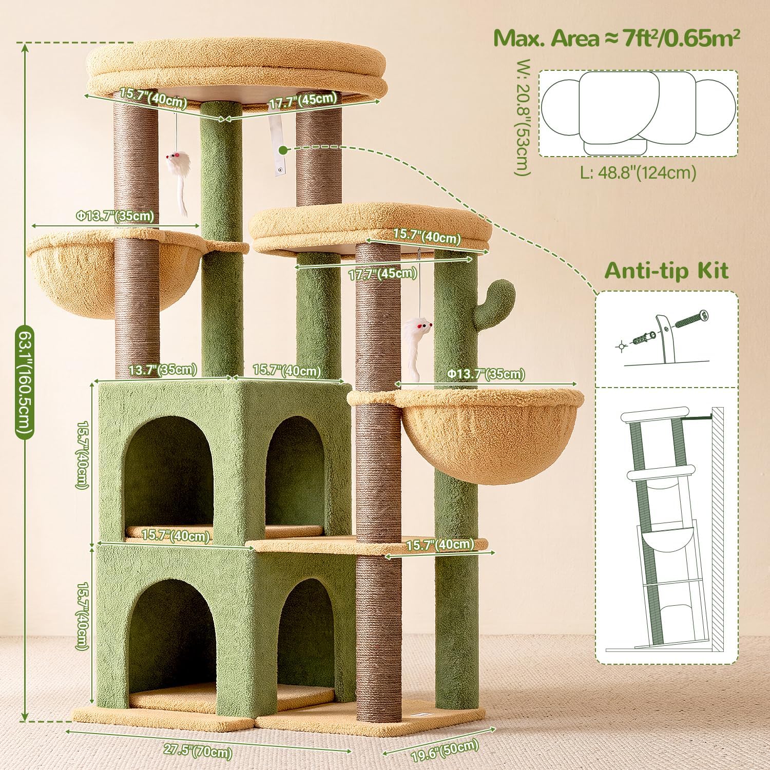 Detalle 2 de Globlazer Cat Tree Tower, 63-Inch