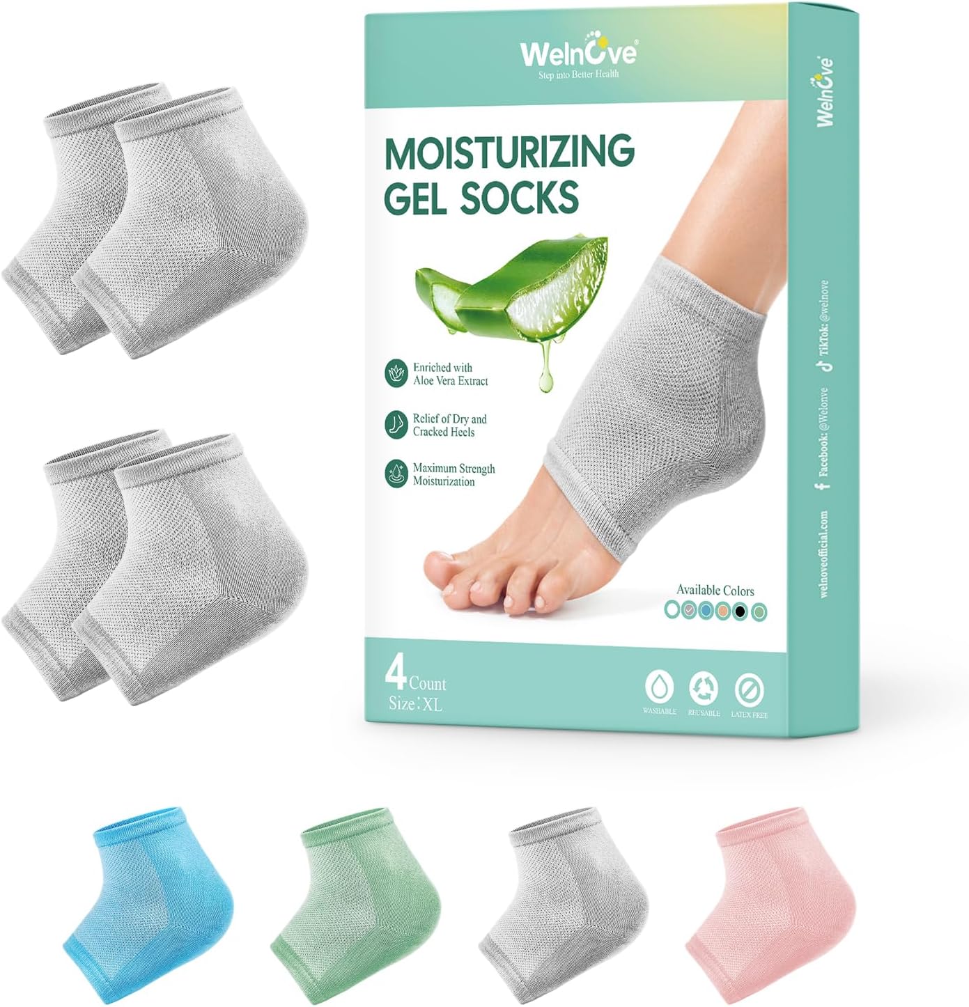Detalle de Welnove Moisturizing Heel Socks Extra Large
