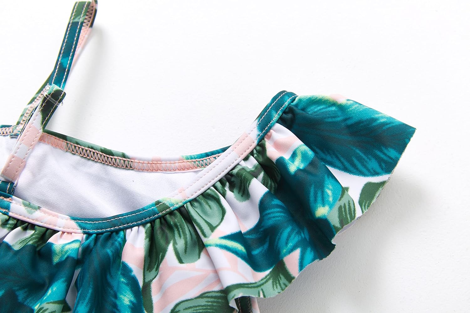 Thumbnail 2 de BONVERANO Kleiner Mädchen Schwimmanzug mit UV-Schutz (UPF 50+), Bambusmuster & Sonnenhut