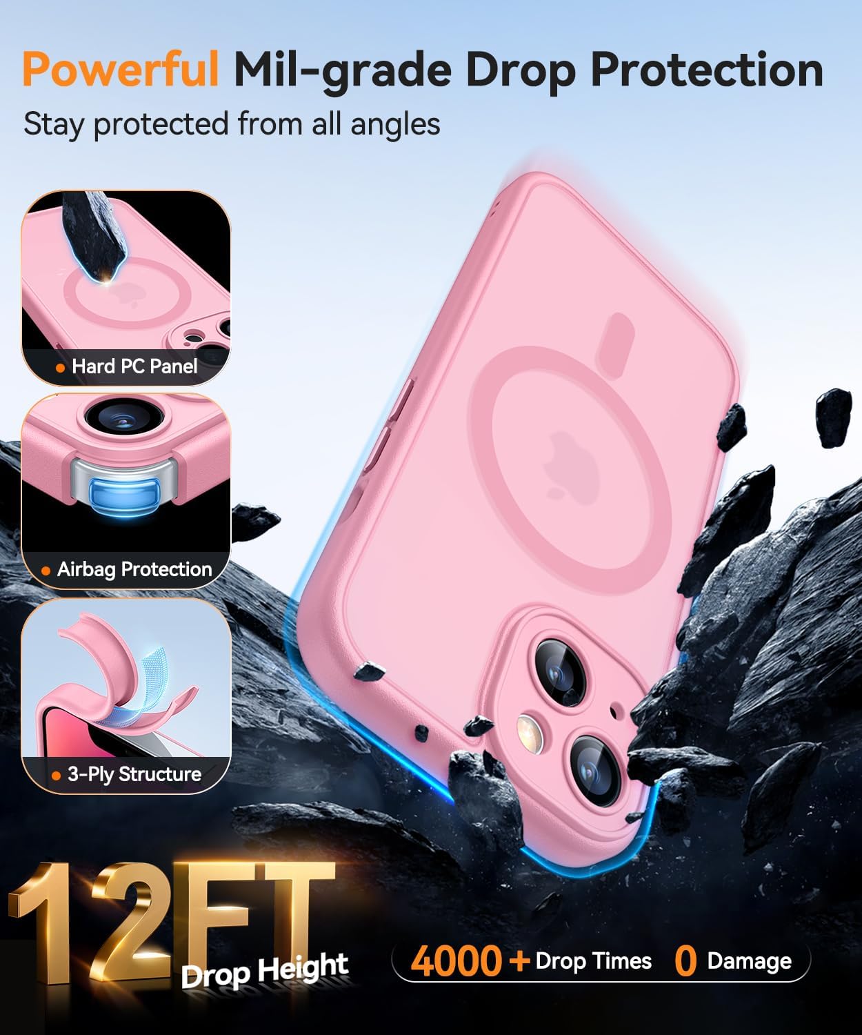 Thumbnail 6 de CANSHN Coque Magnétique pour iPhone 13 Mini (5,4 pouces) – Protection intégrale et finition mate Rose