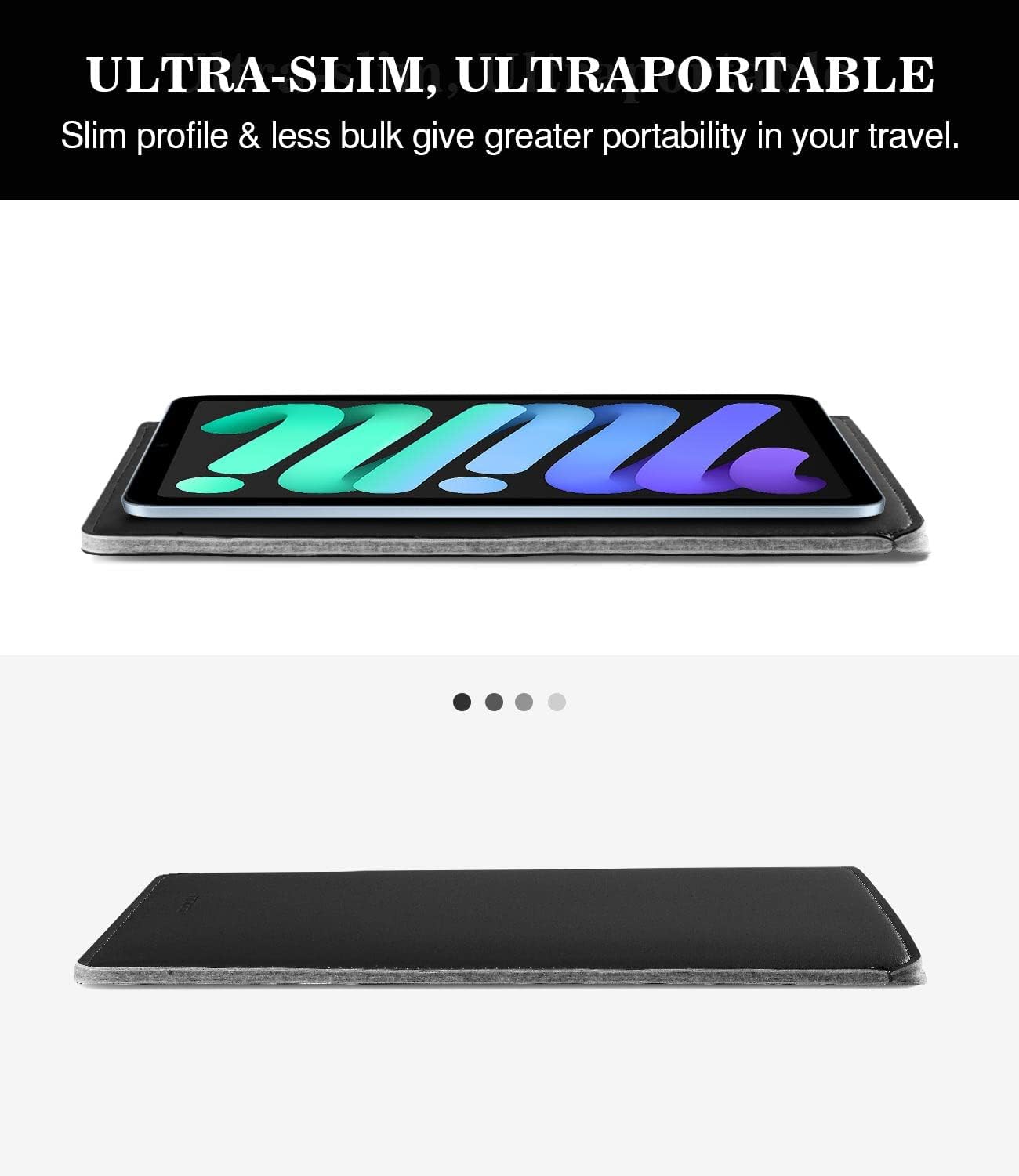 Detalle de MoKo 7-8 Zoll Tablet Sleeve aus PU-Leder – Slim, robust und passend für iPad Mini & Co.