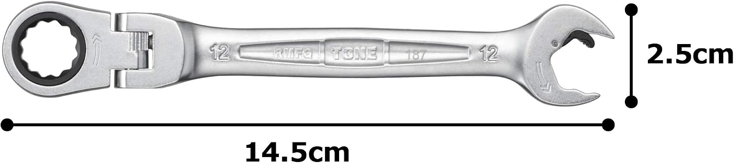 Thumbnail 4 de トネ(TONE) RMFQ-12 首振クイックラチェットめがねレンチ 12mm・180°首振り