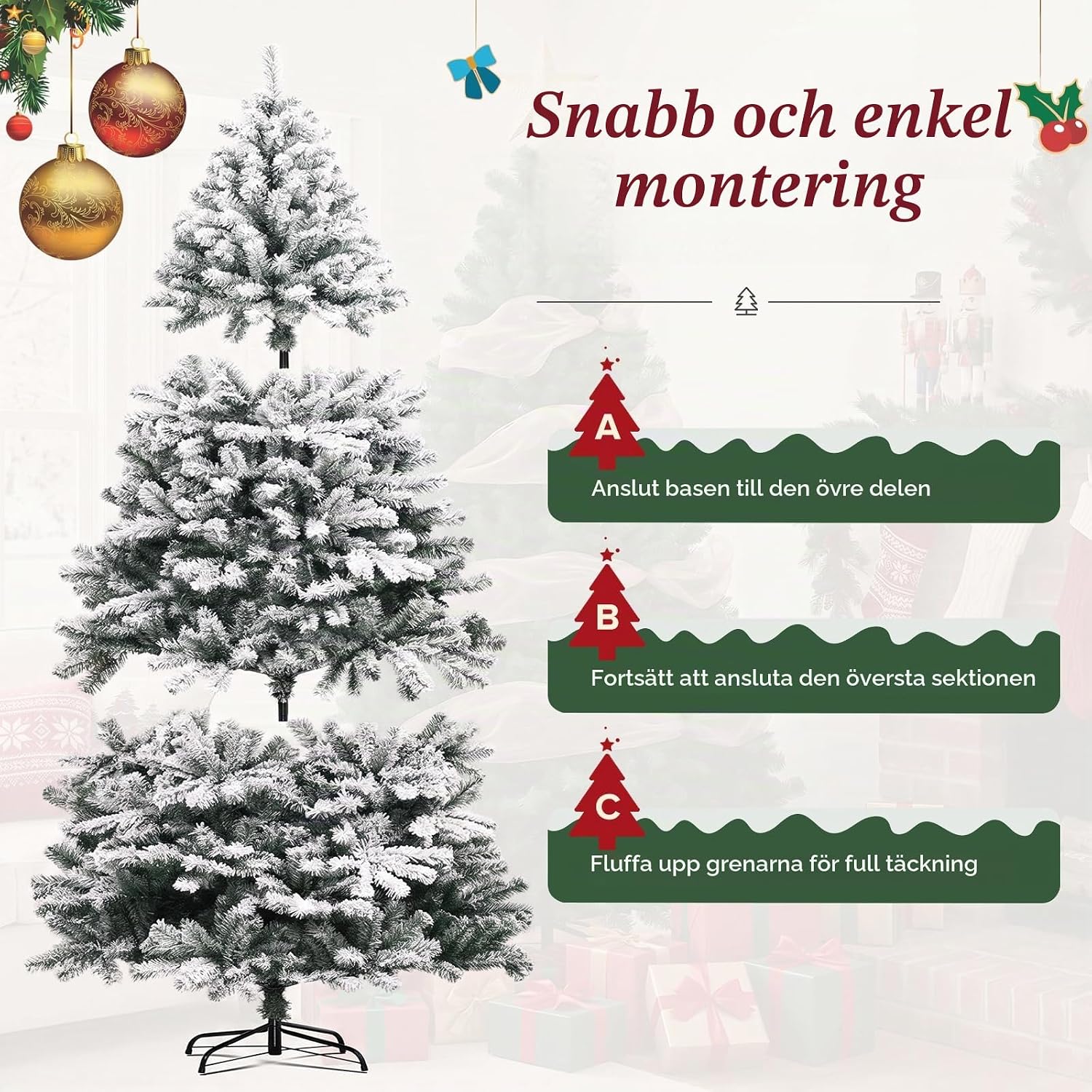 Thumbnail 1 de GTPLAYER CT06 konstgjord julgran 195 cm i PVC med metallstativ