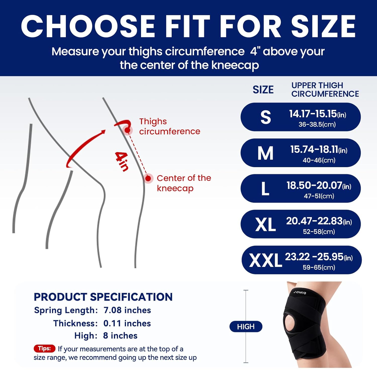 Thumbnail 5 de JOMVD Knee Brace Support 4-inch sizing