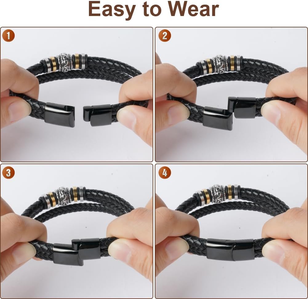 Detalle de Aucuu Pulsera de Cuero Trenzado Hombre