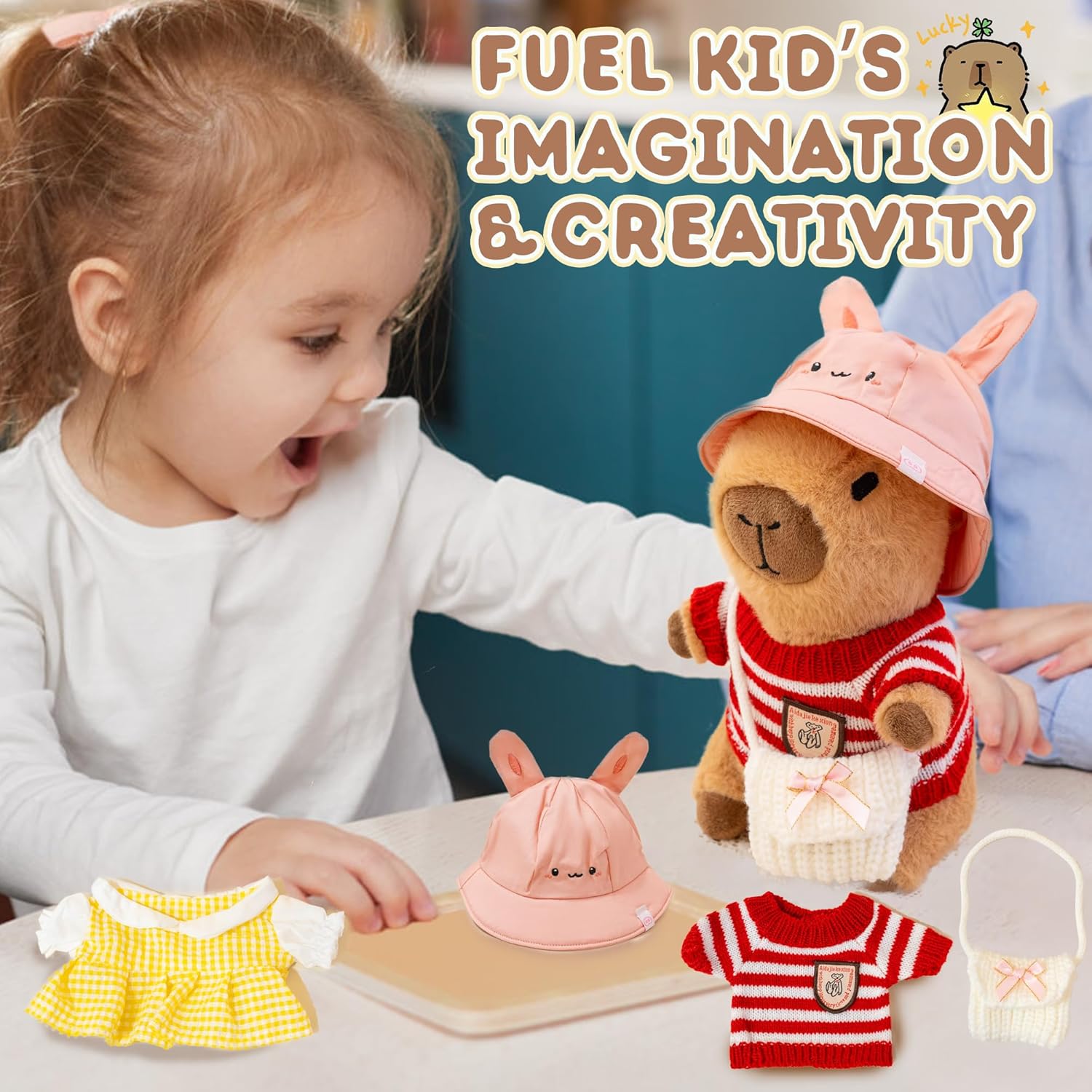 Thumbnail 4 de WAKSUN Capybara Plush 10-Piece Set (10.2 in) With 9 Clothes & Accessories